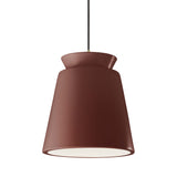 Canyon Clay Black Cord Trapezoid Tall Ceramic Pendant by Justice Design
