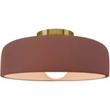 Canyon Clay Brushed Brass Ceramic Small Spire Semi-Flush by Justice Design