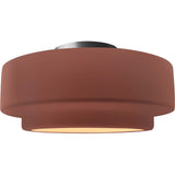 Canyon Clay Brushed Nickel Ceramic Small Tier Semi-Flush by Justice Design