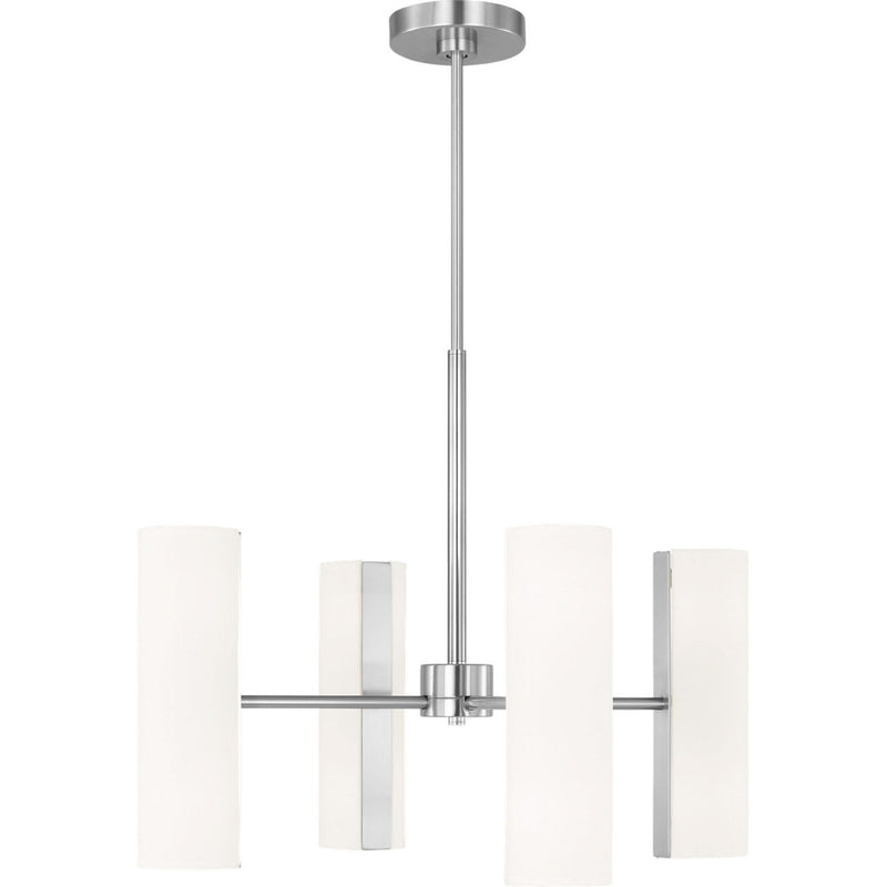 Capalino Chandelier — 24", White Linen, Brushed Steel