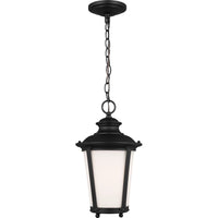Cape May Outdoor Pendant — Black with Etched / White Inside Glass