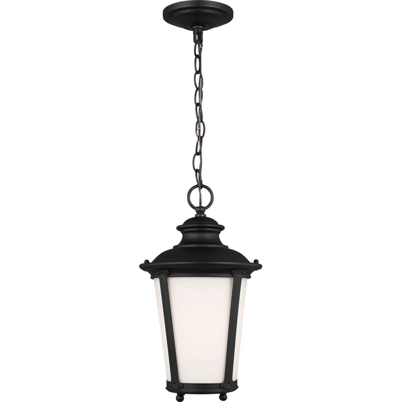 Cape May Outdoor Pendant — Black with Etched / White Inside Glass