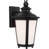 Cape May Outdoor Wall Lantern — 15.5 Inch, Black with Etched / White Inside Glass