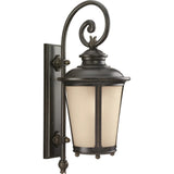 Cape May Outdoor Wall Lantern — 26 Inch, Burled Iron with Etched Hammered with Light Amber Glass