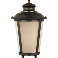 Cape May Up Outdoor Wall Lantern — Burled Iron with Etched Hammered with Light Amber Glass