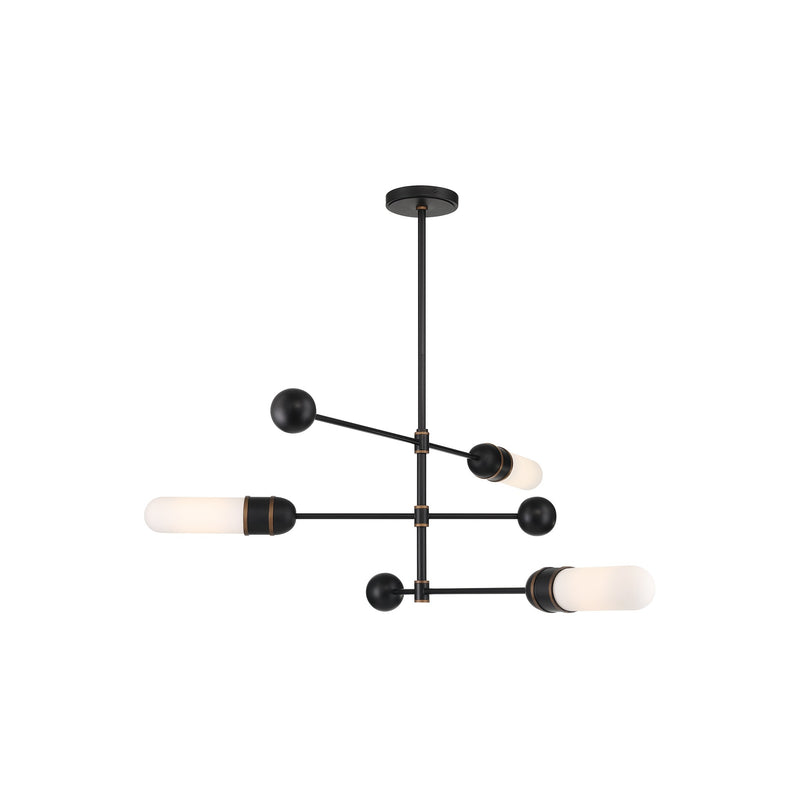 Capsule LED Linear Chandelier 47.75'' Matte Black + Textured Gold