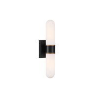 Capsule LED Sconce 18.5'' Matte Black + Textured Gold