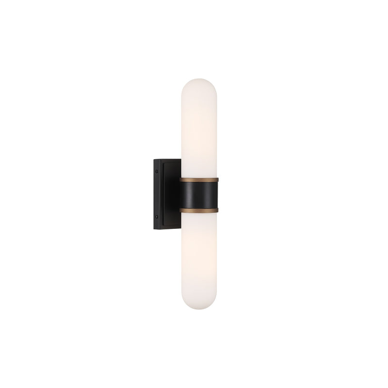 Capsule LED Sconce 18.5'' Matte Black + Textured Gold