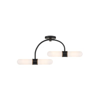 Capsule LED Semi Flush Mount 34.25'' Matte Black + Textured Gold