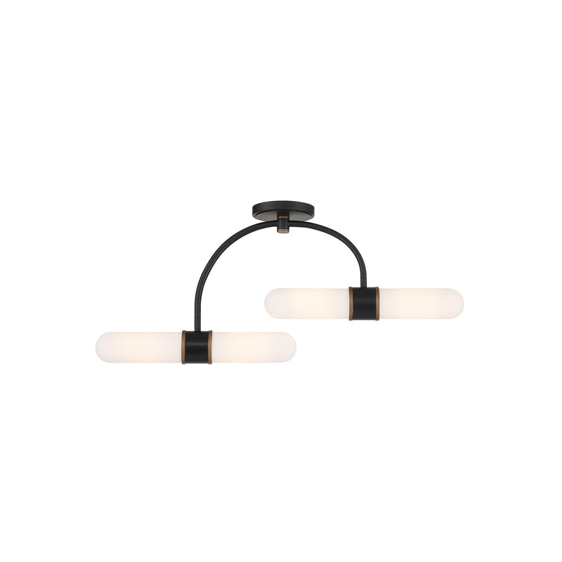 Capsule LED Semi Flush Mount 34.25'' Matte Black + Textured Gold