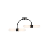 Capsule LED Semi Flush Mount 34.25'' Matte Black + Textured Gold