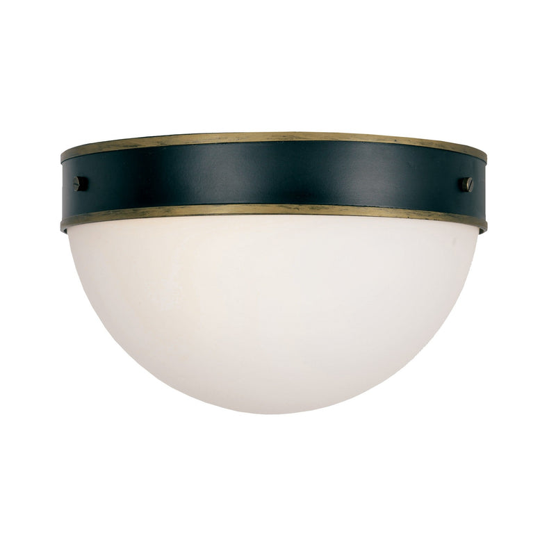 Capsule Outdoor Flush Mount 12'' Matte Black + Textured Gold