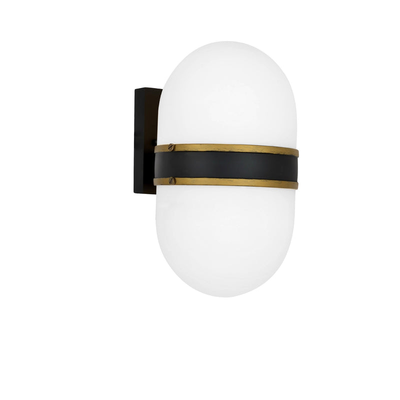 Capsule Outdoor Sconce 6" Matte Black + Textured Gold