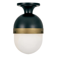 Capsule Outdoor Semi Flush Mount 8'' Matte Black + Textured Gold