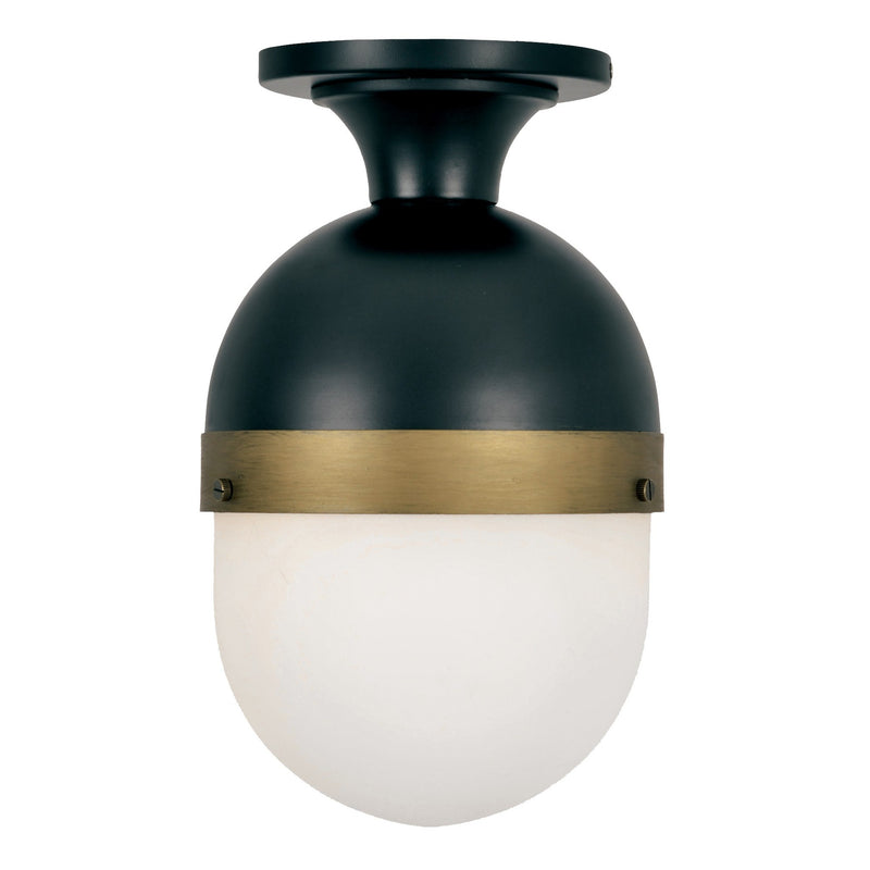 Capsule Outdoor Semi Flush Mount 8'' Matte Black + Textured Gold
