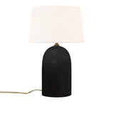 Carbon Matte Black White Linen Fabric Ceramic Tall Kava Table Lamp with Fabric Shade by Justice Design