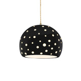 Carbon Matte Black-Beige Twisted Cord Perforated Large Globe Pendant by Justice Design