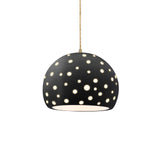 Carbon Matte Black-Beige Twisted Cord Perforated Medium Globe Pendant by Justice Design