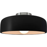 Carbon Matte Black Brushed Nickel Ceramic Small Spire Semi-Flush by Justice Design