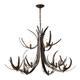 Caribou 9-Light Tiered Chandelier, shown in Dark Smoke, by Hubbardton Forge