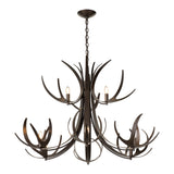 Caribou 9-Light Tiered Chandelier, shown in Dark Smoke, by Hubbardton Forge