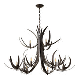 Caribou 9-Light Tiered Chandelier, shown in Dark Smoke, by Hubbardton Forge