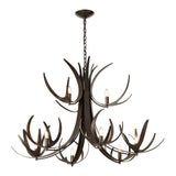 Caribou 9-Light Tiered Chandelier, shown in Dark Smoke, by Hubbardton Forge