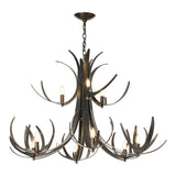 Caribou 9-Light Tiered Chandelier, shown in Clear Steel, by Hubbardton Forge