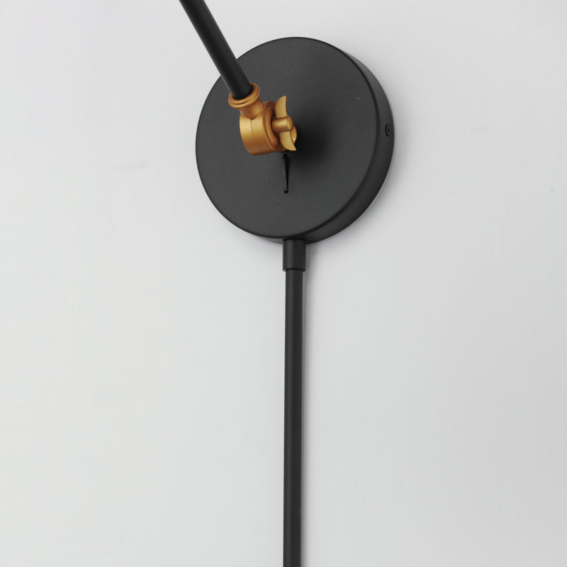 Carillon Articulating Wall Sconce Black Satin Brass By Maxim Lighting Detailed View