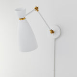 Carillon Articulating Wall Sconce White Satin Brass By Maxim Lighting Front View