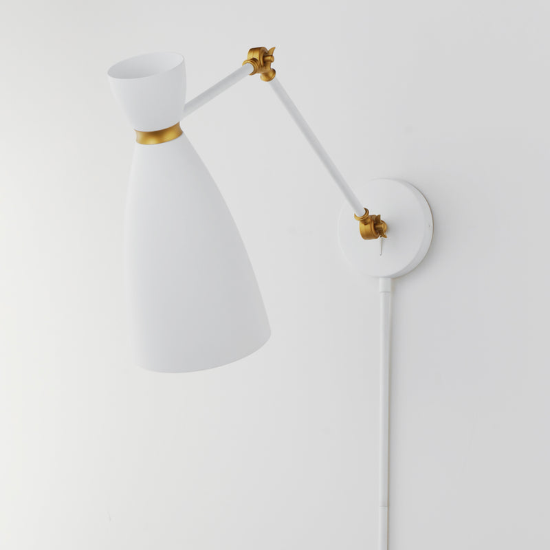 Carillon Articulating Wall Sconce White Satin Brass By Maxim Lighting Front View
