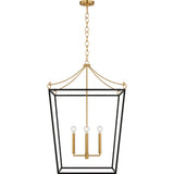Carlyle Lantern Flushmount — 37", Midnight Black | Burnished Brass