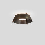 Casia Flushmount by Cerno, 22 Inch, Walnut Distressed Brass - distressed brass shade and walnut arms