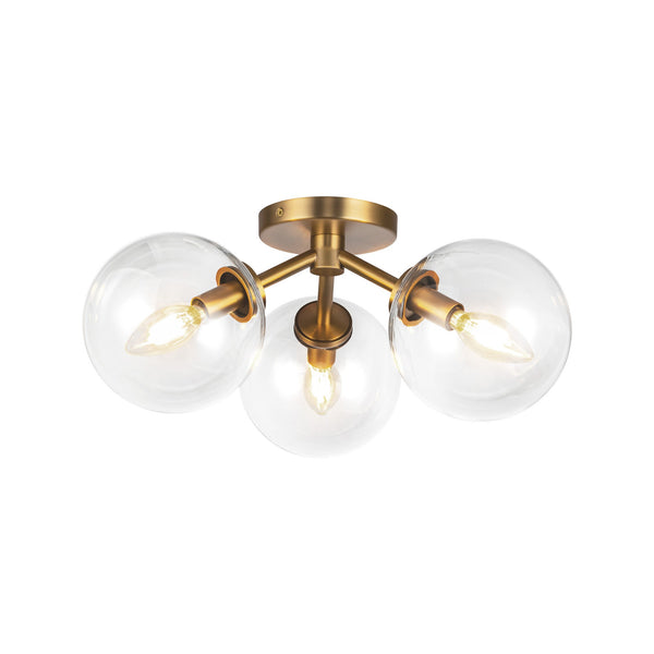 Cassia Ceiling Light Aged Gold Clear Glass By Alora