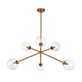 Cassia Chandelier Aged Gold Clear Glass By Alora Front View