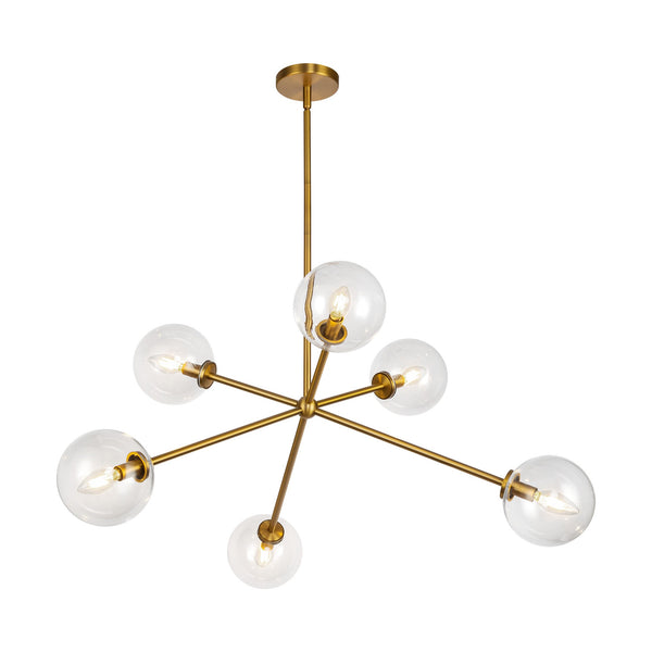 Cassia Chandelier Aged Gold Clear Glass By Alora