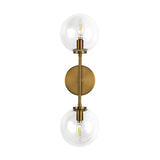 Cassia Wall Aged Gold Clear Glass 2 Lights By Alora Front View