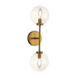Cassia Wall Aged Gold Clear Glass 2 Lights By Alora