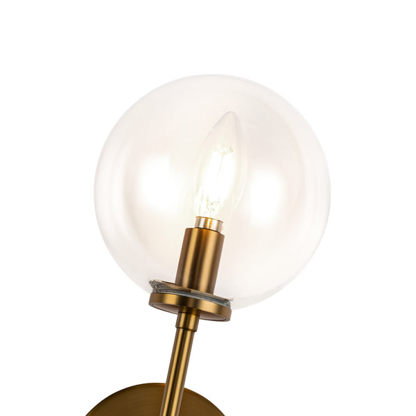 Cassia Wall Lamp Aged Gold Clear Glass 1 Light By Alora Detailed View