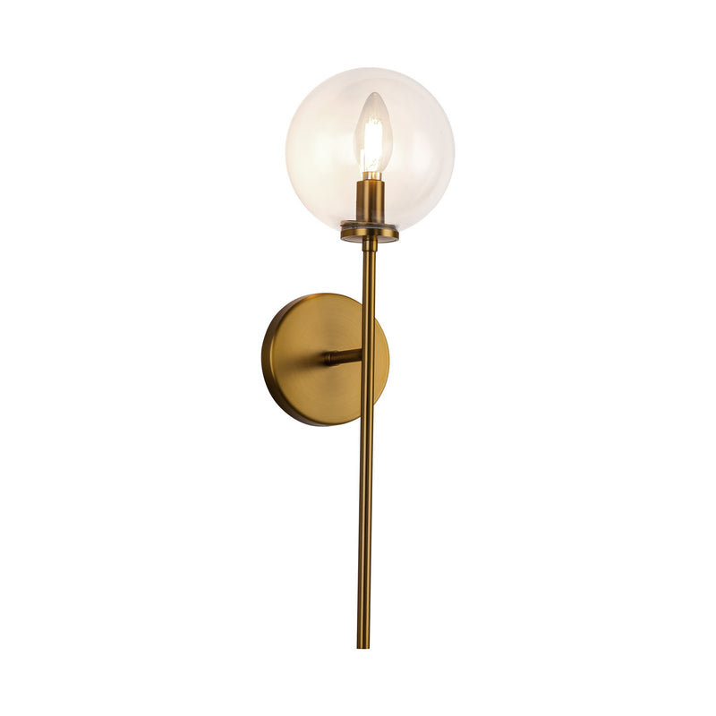 Cassia Wall Lamp Aged Gold Clear Glass 1 Light By Alora