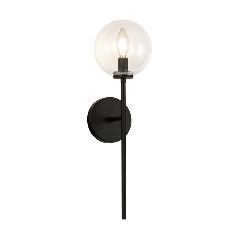 Cassia Wall Lamp Matte Black Clear Glass 1 Light By Alora