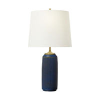 Cato Table Lamp — 15", White Linen, Mix Blue Brown
