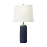 Cato Table Lamp — 15", White Linen, Mix Blue Brown