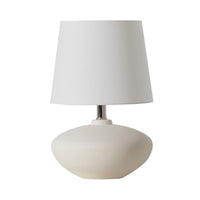 Cedro Table Lamp by Geo Contemporary in White ceramic with a White fabric shade and chrome details