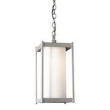 Cela Outdoor Pendant Large, shown in Coastal Burnished Steel, Opal Glass, by Hubbardton Forge