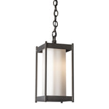 Cela Outdoor Pendant Small, shown in Coastal Dark Smoke, Opal Glass, by Hubbardton Forge