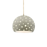 Celadon Green Crackle-Beige Twisted Cord Perforated Medium Globe Pendant by Justice Design