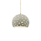 Celadon Green Crackle-Beige Twisted Cord Perforated Small Globe Pendant by Justice Design