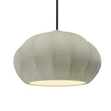 Celadon Green Crackle-Black Cord Oval Fluted Ceramic Pendant by Justice Design