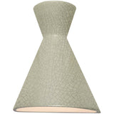 Celadon Green Crackle Ceramic Retro LED Wall Sconce-Closed Top by Justice Design